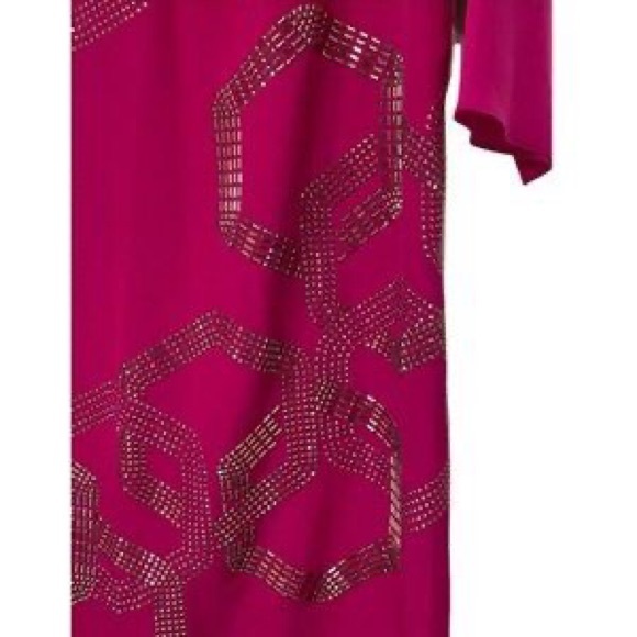 TRINA TURK Boysenberry GLITTERATI Beaded Sequins Geo Pattern Silk Mini Dress - Picture 5 of 8
